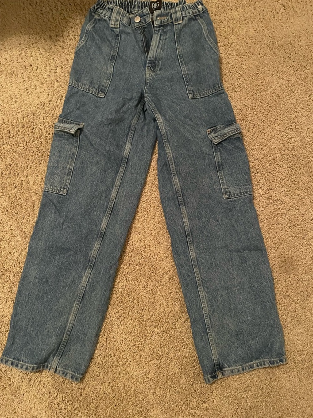 Women’s Blue Denim Carpenter Jeans with Utility Pockets